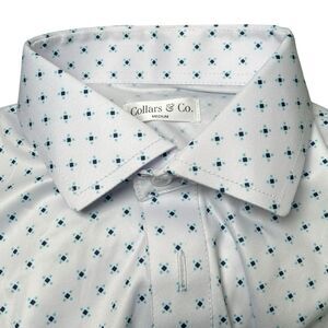 Collars & Co Polo Shirt Mens Medium Geo Pebble Beach 5 Diamond Dress Collar NEW